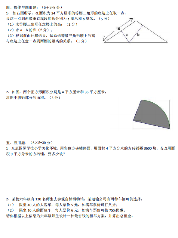 四川绵阳东辰国际学校初一入学考试试数学试卷曝光，含答案