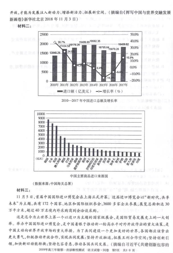 新疆2019年第一次诊断性测试高三年级语文试卷及详细答案参考