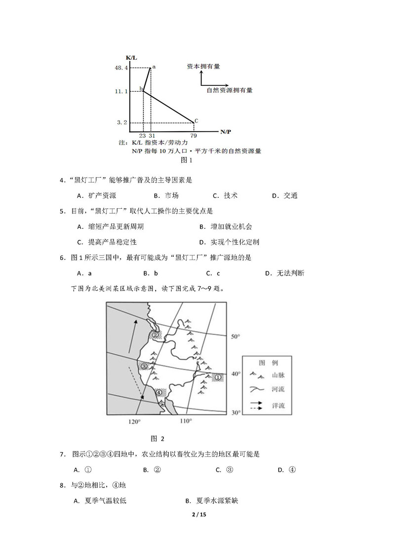 四川省成都市高新区2016级高三学生一诊模拟考试文科综合试卷及答案分享