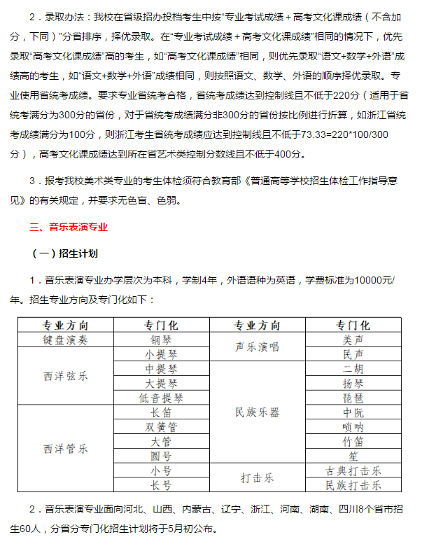 东北大学2019年招生简章发布，音乐表演仅招生40人