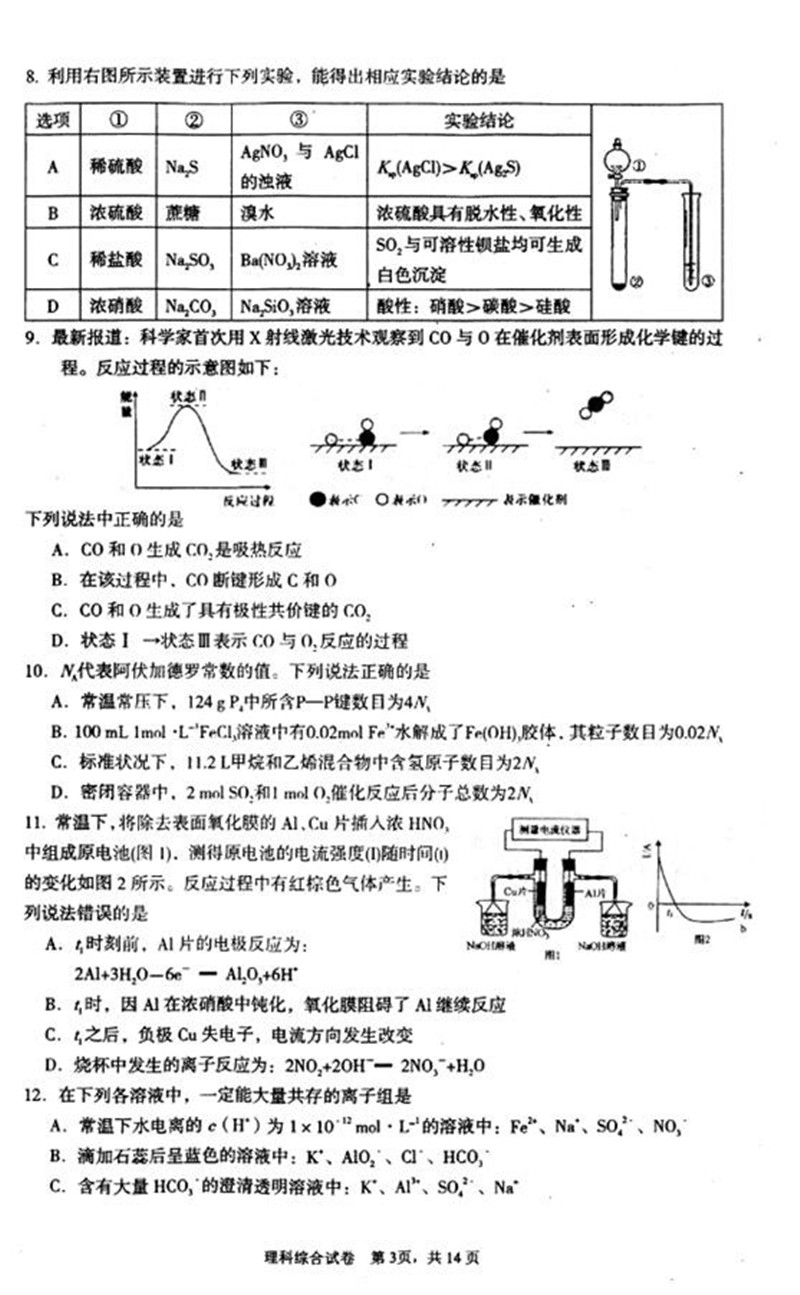 湖北省荆州市2019届期末质检考试高三理科综合测试试题分享