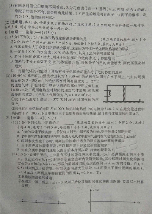 2019宝鸡二模理综试题就参考答案以及大学介绍，关注！