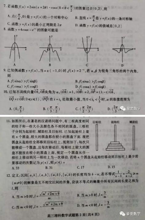 潍坊一模-2019年潍坊高三模拟考试理科数学试题，考生收藏！