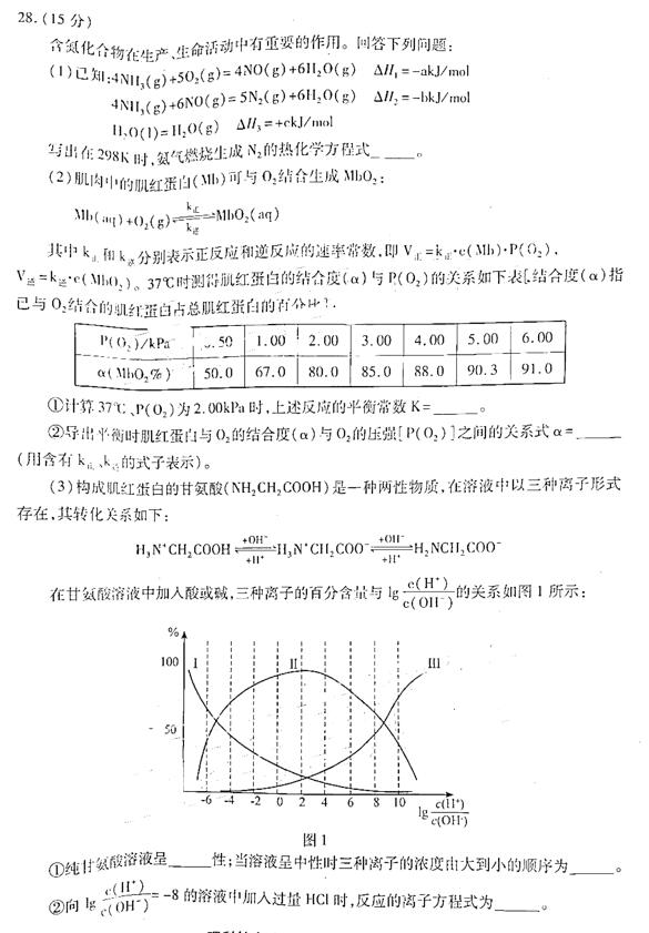 2019年安徽江南十校综合素质检测高三理综试卷及参考答案分享