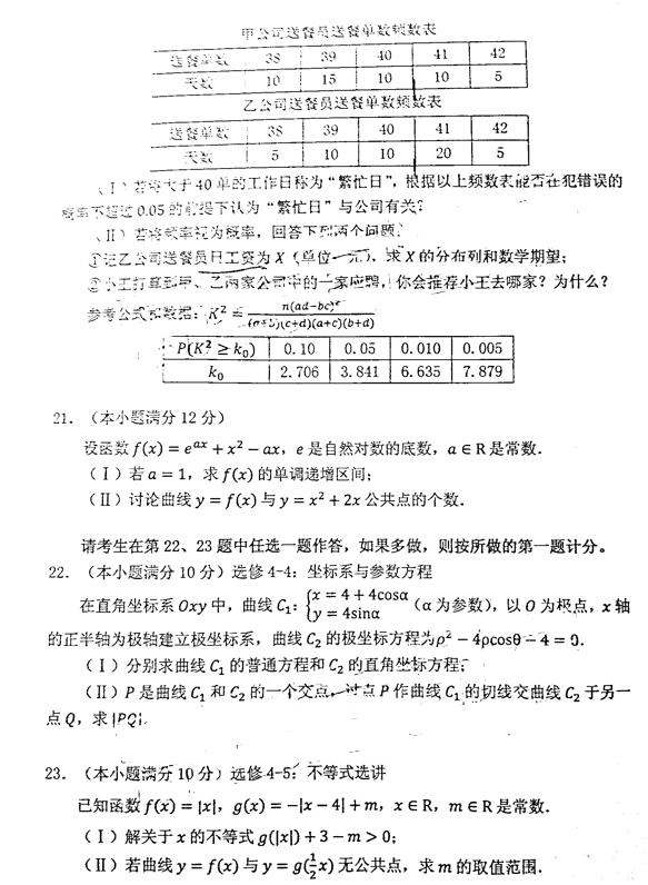 广东省江门市2019年第一次模拟考试高三理科数学试题和答案分享