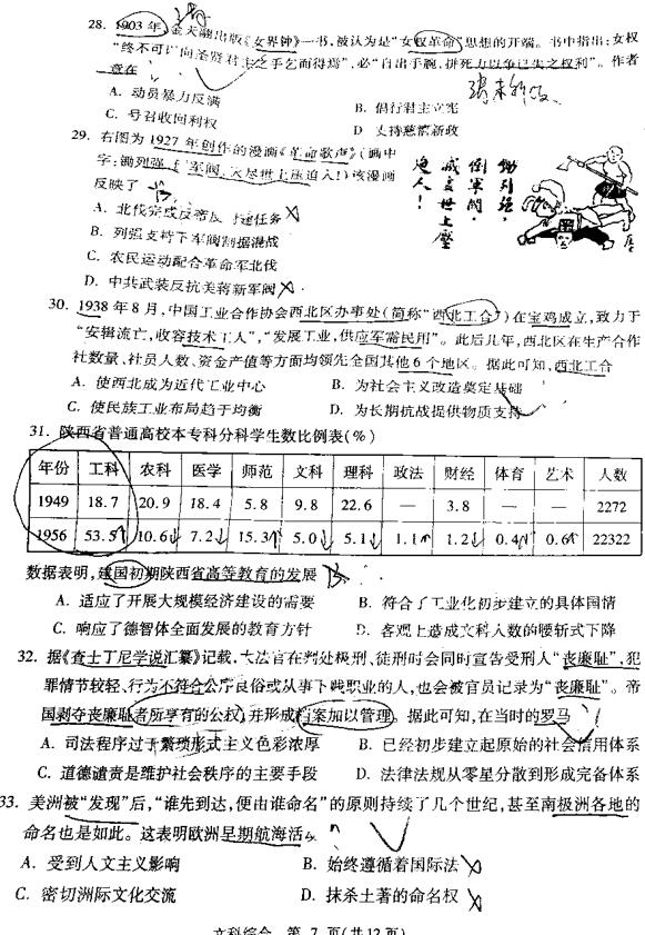 陕西宝鸡二模，宝鸡市2019年3月第二次模拟考试高三文综试卷分享