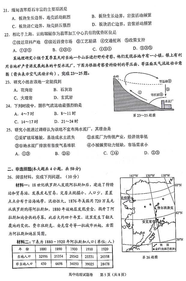 选考，省绍兴市2019届高三适应性选考考试地理试卷和答案