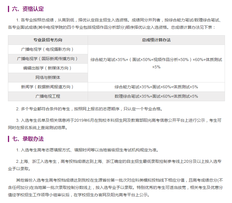 中国传媒大学自主招生报名时间是什么时候？都有哪些招生？