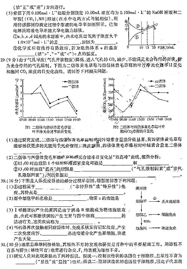 东北三省三校模考 东北三省三校2019高三二模理综试卷及答案