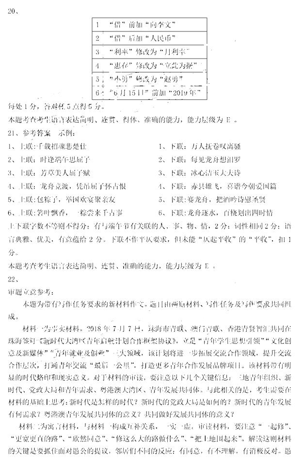 佛山二模 广东省佛山市高三2018-2019年下4月质量检测语文试卷答案出炉