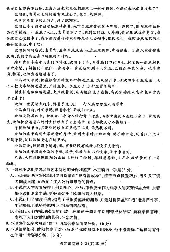 武汉四调 湖北省武汉市2019届高三4月测试语文试卷及答案