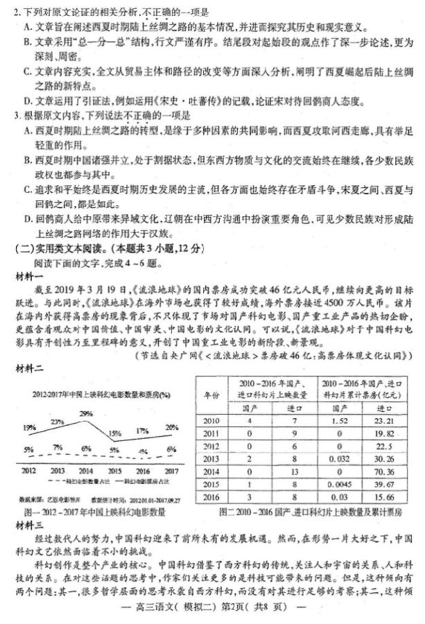 南昌二模，NCS20190607项目第二次模拟测试卷语文试题