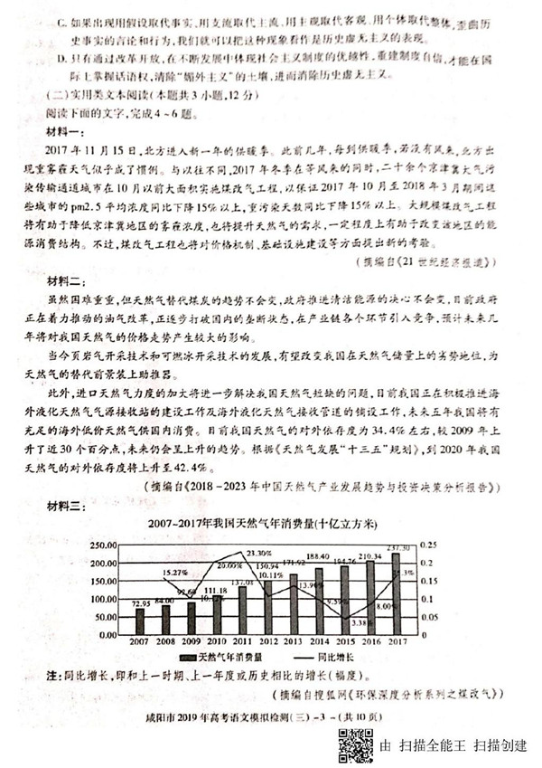 咸阳三模，陕西省咸阳市2019年高三模拟检测语文试卷及答案分享