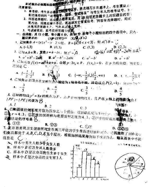 南昌二模，NCS20190607项目第二次模拟测试卷文科数学试卷及答案