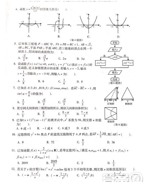 2019年4月西安八校高三联考理科数学试题和参考答案，大家关注！