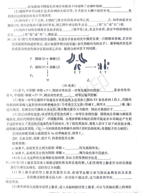 西安联考：2019年4月陕西省西安地区八校高三联考理综试题及答案！