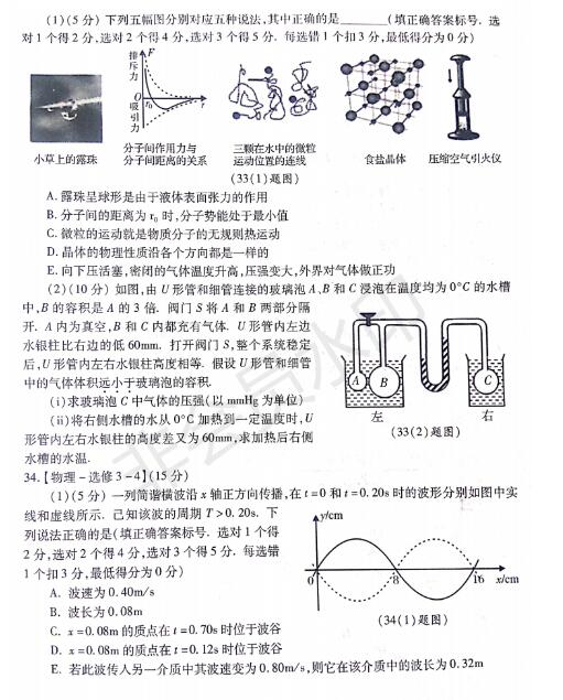 西安联考：2019年4月陕西省西安地区八校高三联考理综试题及答案！