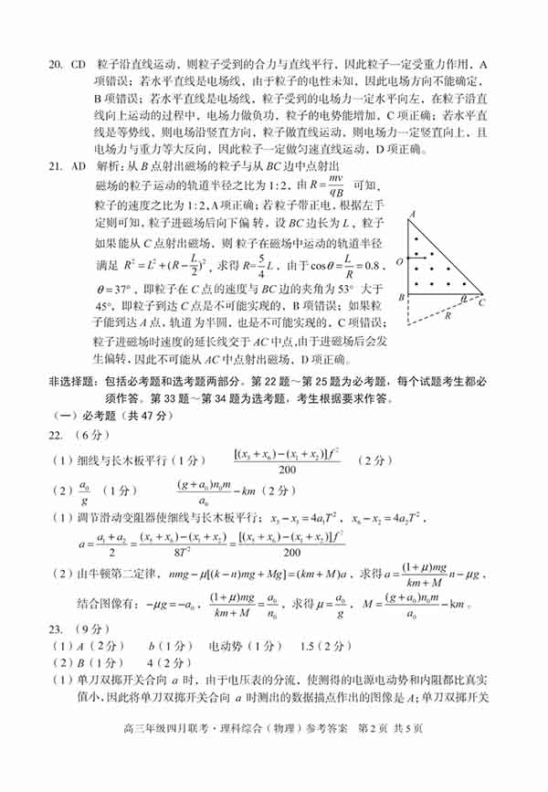 2019安徽省毛坦厂中学高三4月联考理科综合试题与答案较新公布!