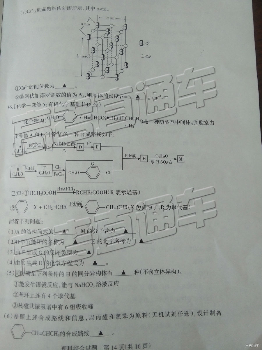 山西学校联考，2019年山西省5月23日学校联考理综试卷高清版