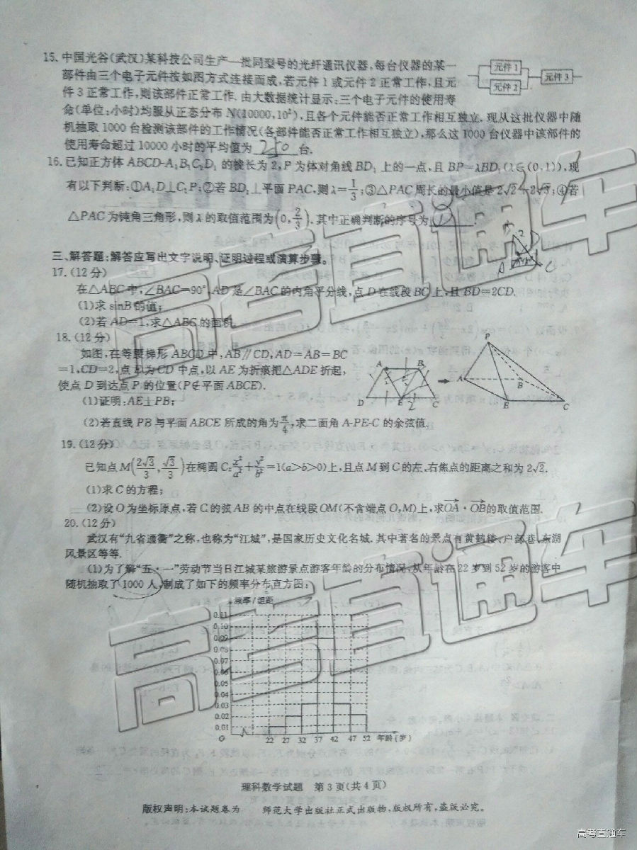 华大培训卷，华中师范大学第一附属中学2019届高三5月考试数学理试卷及答案