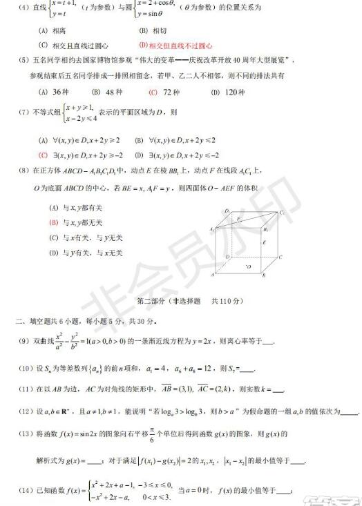 北京市2019年房山区高三二模理科数学试题和参考答案，以及学校介绍！