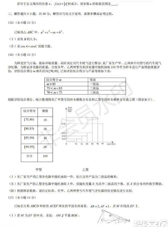 北京市2019年房山区高三二模理科数学试题和参考答案，以及学校介绍！