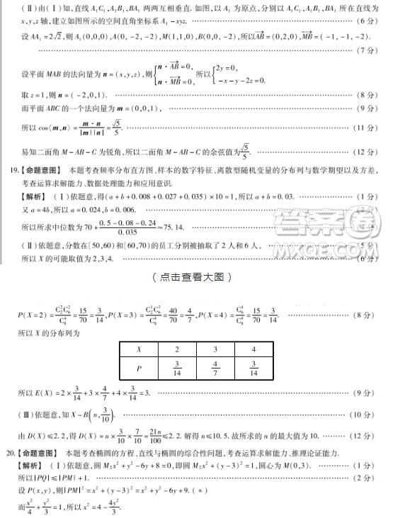  2019年陕西省十所学校高三尖子生第三次考试理数参考答案