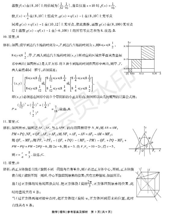 2019年5月陕西学校高三第三次考试考试理数参考答案，供参考！