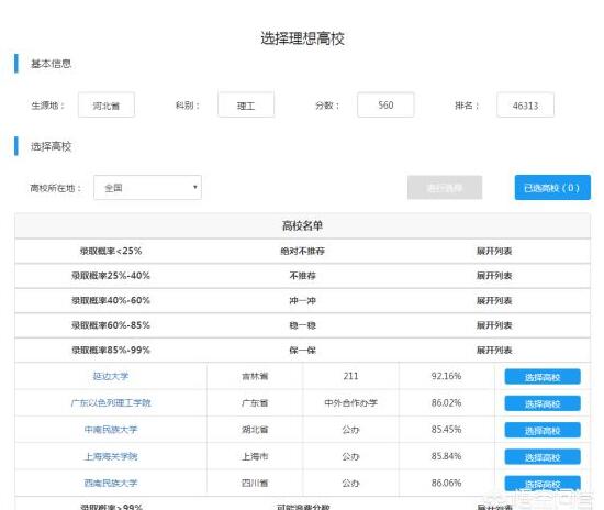 2019年河北考生550-570分能报考哪些大学？各位考生关注！