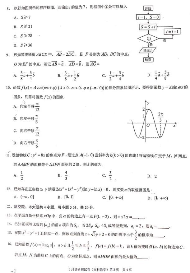 2016级高三重庆三诊文科数学试题与参考答案较新出炉!