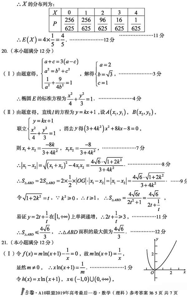 2019安徽1号卷·A10联盟高考较后一卷理科数学试题与答案公布!