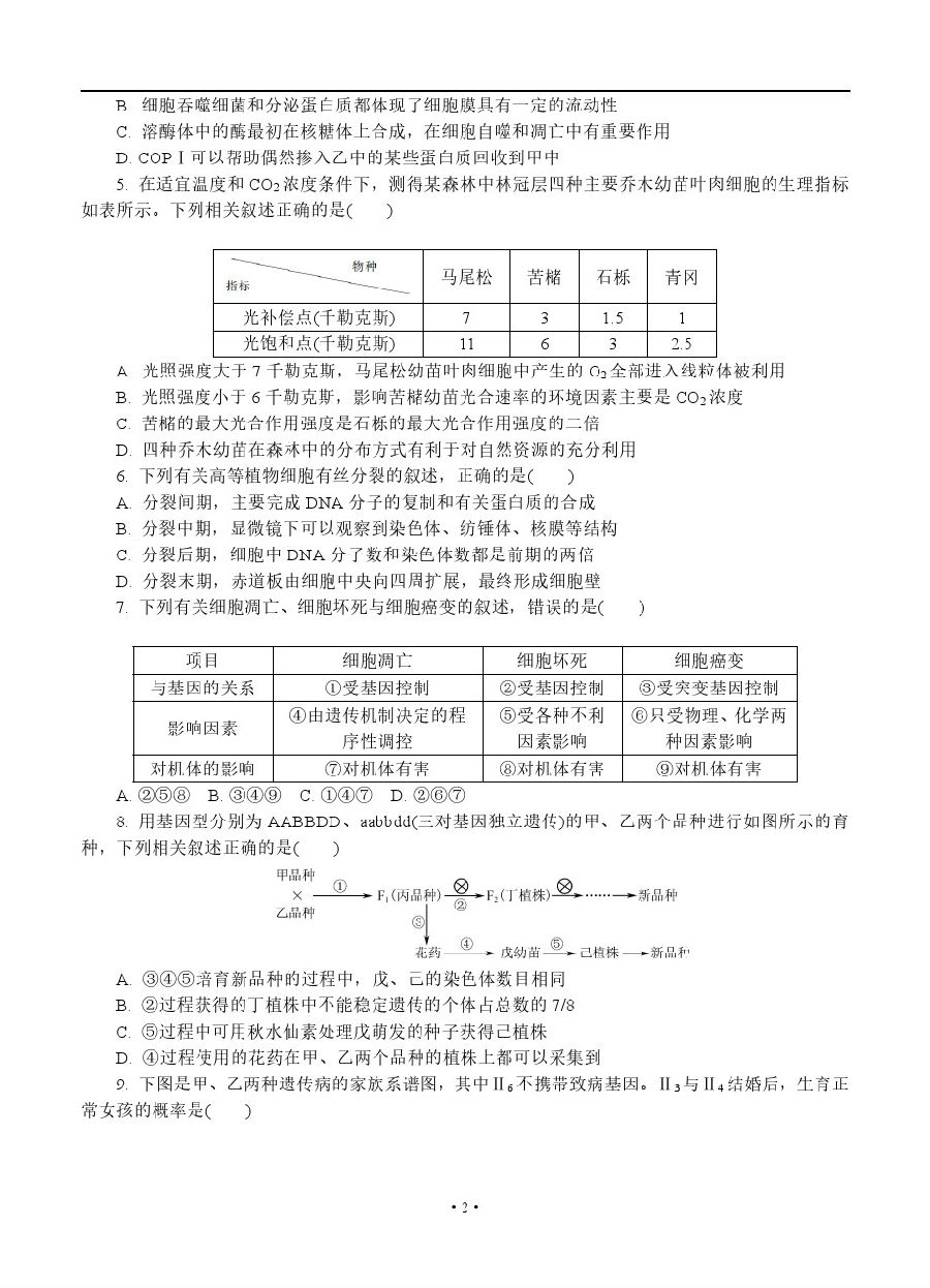 2019年市高三三模理综生物试题及其参考答案已发布!速看!