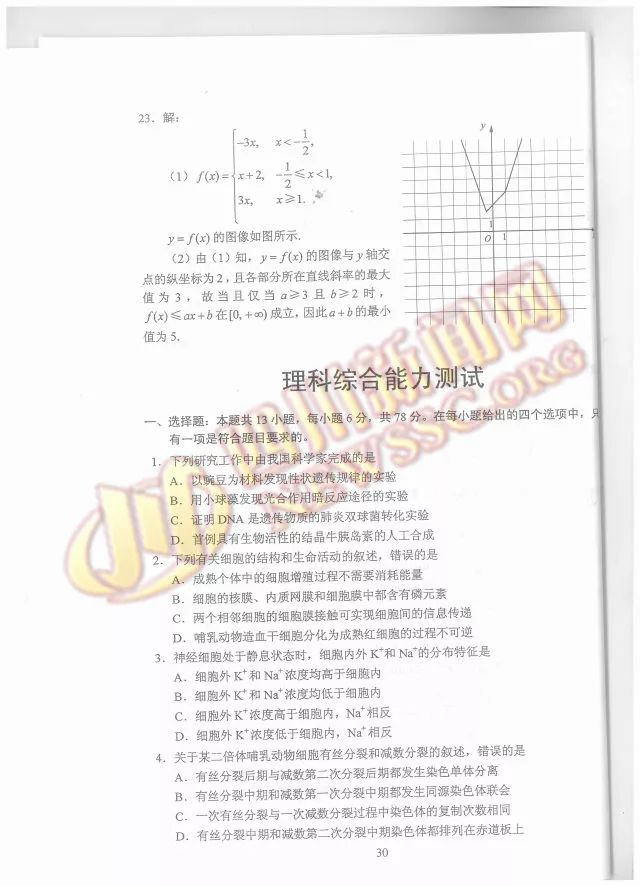 2019年高考卷Ⅲ理科数学(云南、四川、贵州等)试题参考答案整理