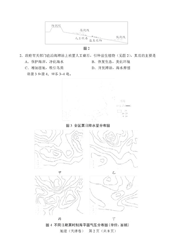 2019年高考天津卷文科综合试题及参考答案汇总!