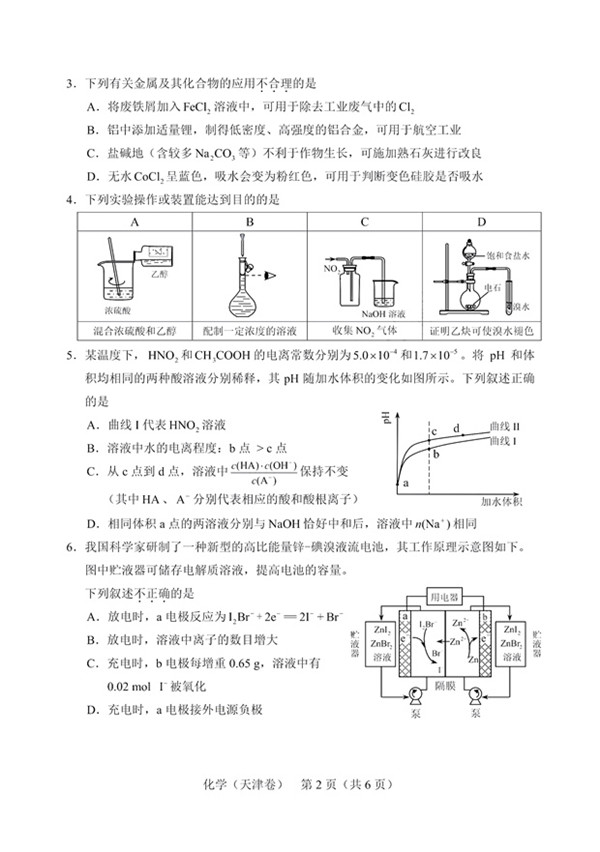 天津市2019高考理科綜合試題分享，參考答案詳解!