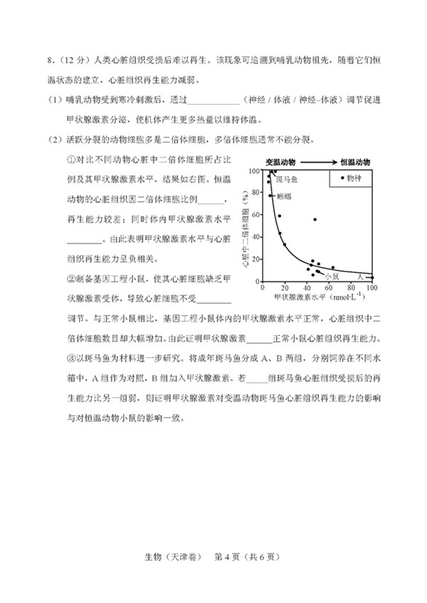 天津市2019高考理科綜合試題分享，參考答案詳解!