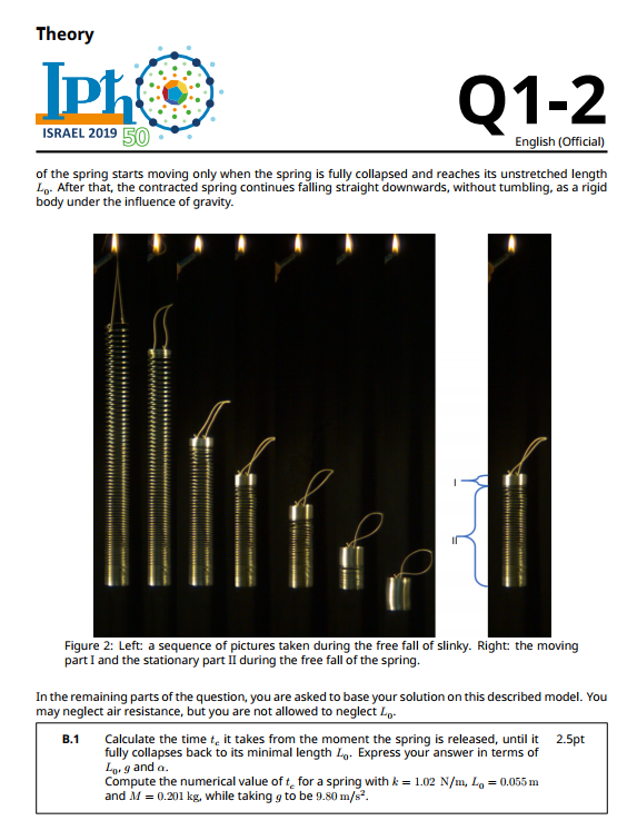 2019年第50届国际物理奥林匹克竞赛（IPhO2019）理论试题