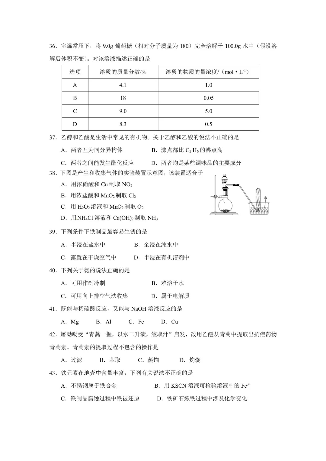 2019年广东省高中学业水平考试化学试题及答案！速速来对！