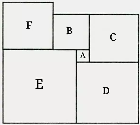 下面是由6个正方形拼接成的图形，已知A正方形的面积是4这道题怎么做？