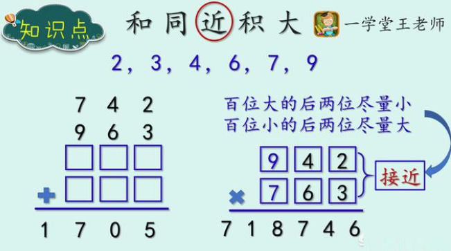 把2，3，4，6，7，9这六个数字填在框里，怎样才能使面积较大？